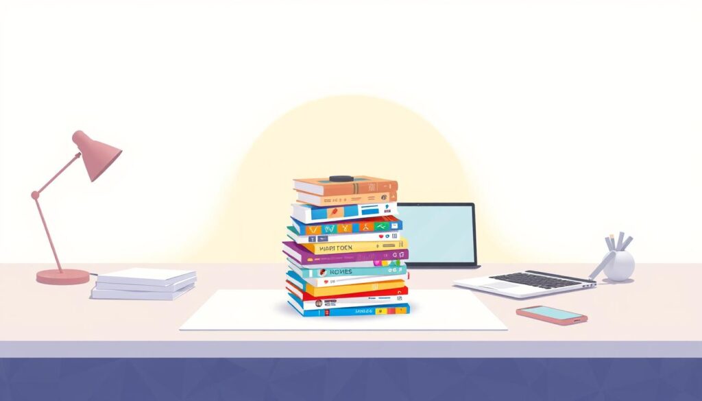 A carefully curated, high-quality digital illustration depicting the concept of "konten" (content) for an online influencer's strategy. The scene features a central focus on a stack of colorful, vibrant content assets such as images, videos, and social media posts, surrounded by a minimalist, elegant layout. The foreground showcases the diverse media elements with a clean, modern aesthetic, while the middle ground presents a simple, uncluttered workspace environment with a laptop, smartphone, and other digital devices. The background subtly suggests a serene, inspirational setting, perhaps with a soft, warm lighting and subtle geometric patterns, creating an overall atmosphere of creativity, productivity, and strategic optimization. The image conveys a sense of professionalism, creativity, and the importance of high-quality content for an online influencer's success.